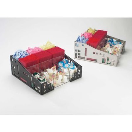 CAL MIL PLASTICS Cal-Mil 1616-13 Squared Condiment Organizer 12"W x 12"D x 5-1/4"H Black 1616-13